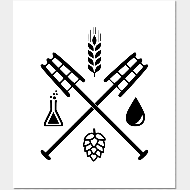 Beer Ingredients Dueling Paddles [Dark] Wall Art by PerzellBrewing